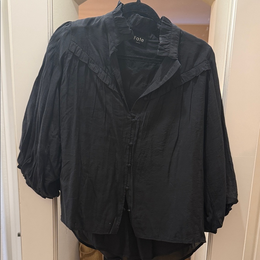 Fate Black Ruffled Blouse